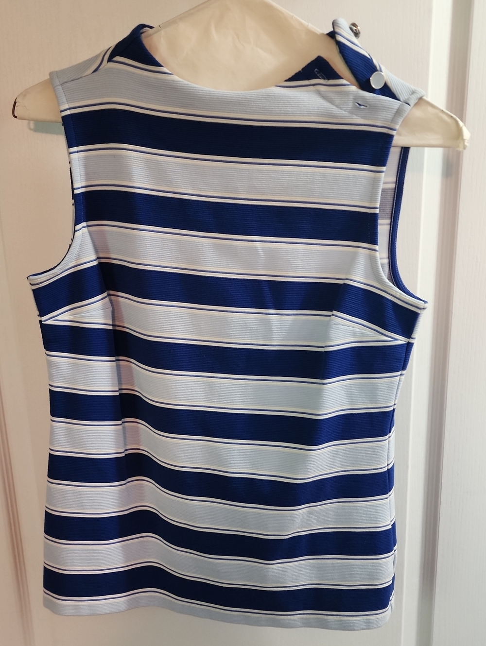Talbots One-Shoulder Navy and White Striped Top Size Medium